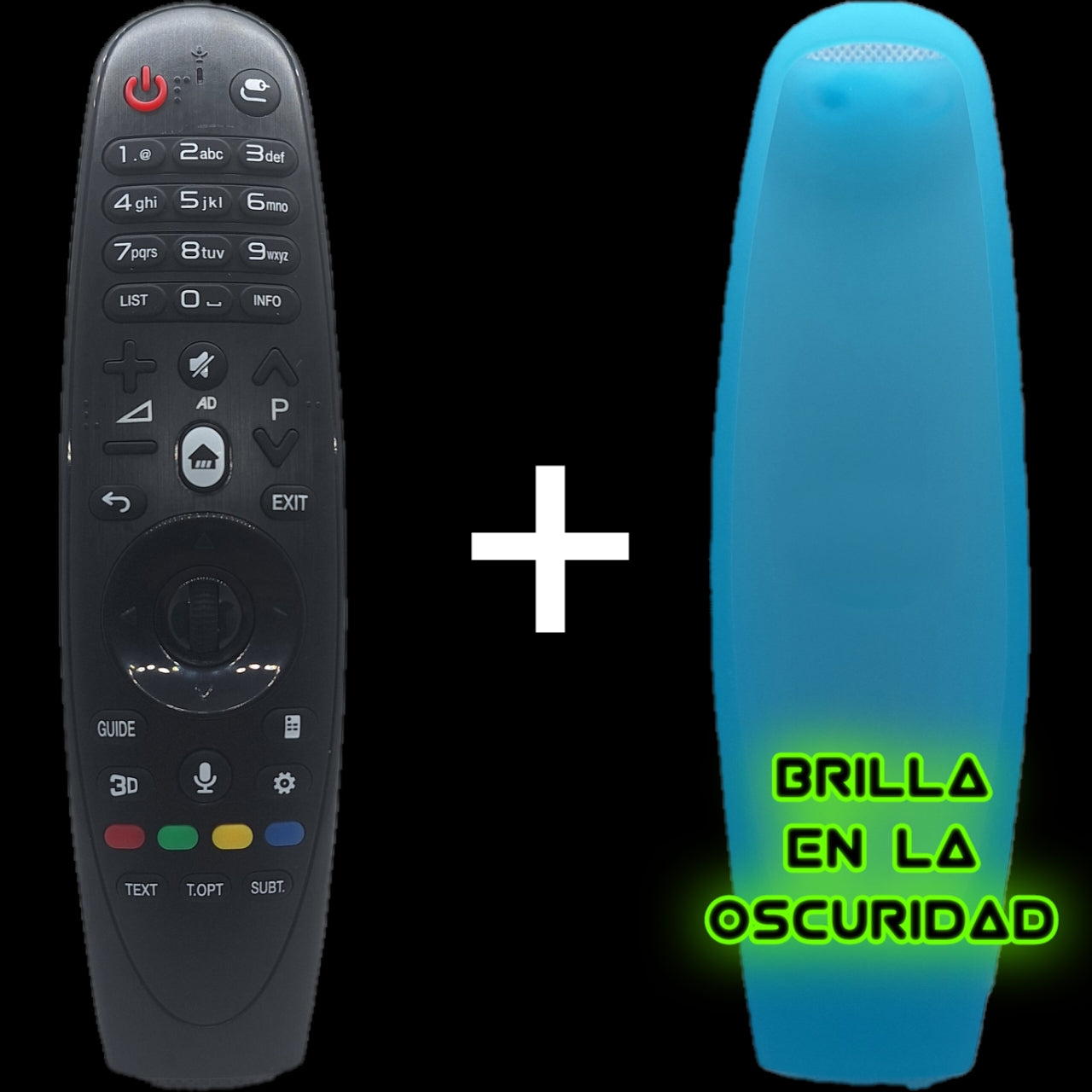 Magic Remote 2015 junto a funda de silicona azul luminiscente.