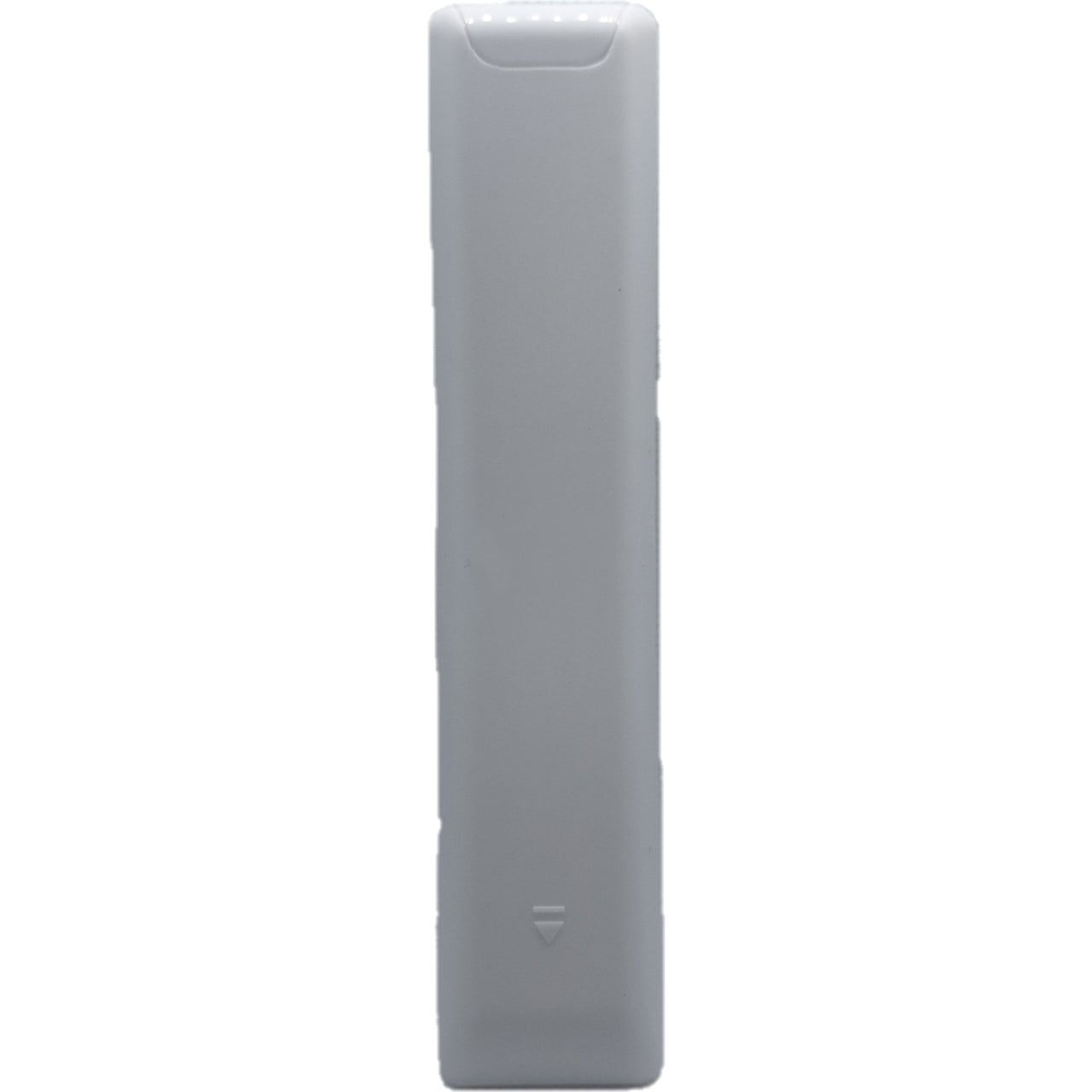 Vista trasera del mando blanco compatible con televisores Samsung, sin necesidad de códigos o configuración.