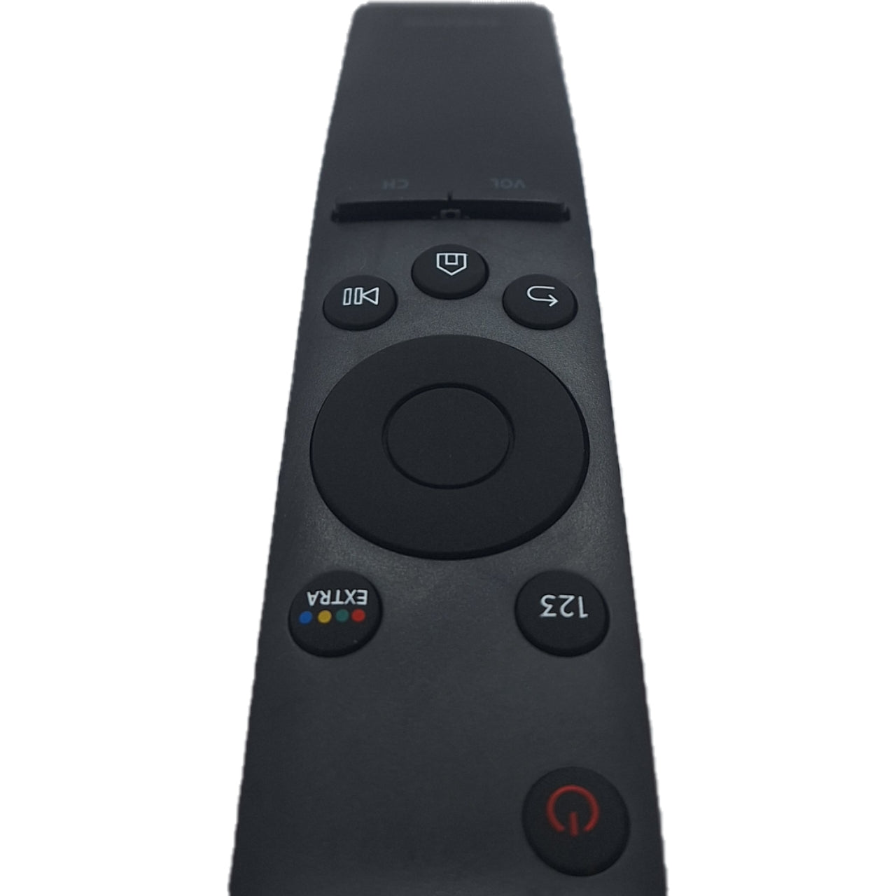 Vista superior del control remoto BN59-01259B para Smart TV Samsung.