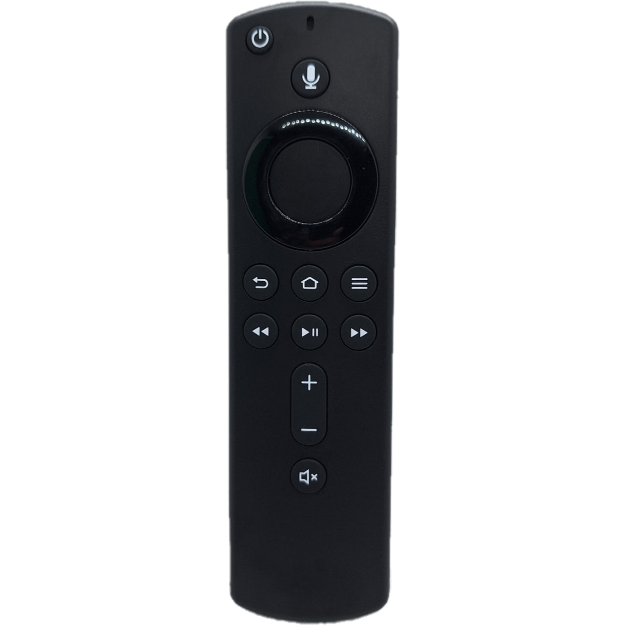 Vista frontal del mando compatible con Amazon Fire TV Stick 2ª generación. Reemplazo exacto.