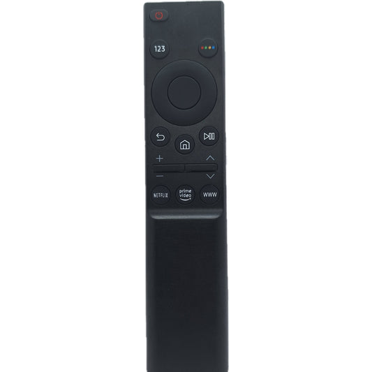 Mando BN59-01358B compatible con Samsung Smart TV visto desde el frente. Este control remoto incluye botones dedicados para acceder directamente a Netflix, Prime Video y el buscador web. Perfecto para un uso rápido y sin complicaciones.