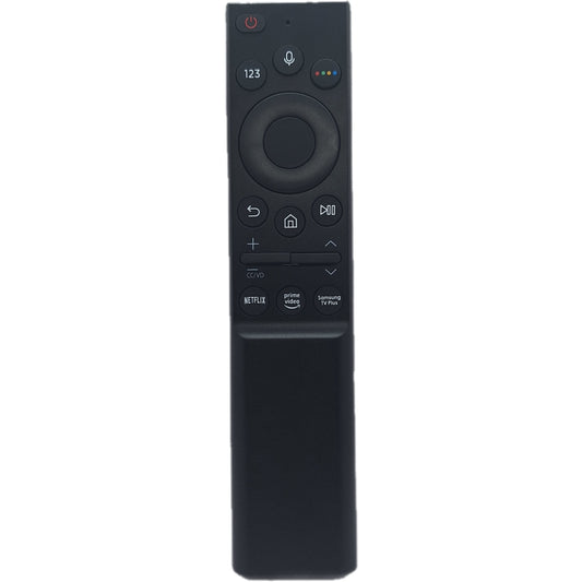 Vista frontal del mando compatible Samsung BN59-01363A, con micrófono integrado para función de voz, ideal para ciertos modelos de televisores Samsung Smart TV.