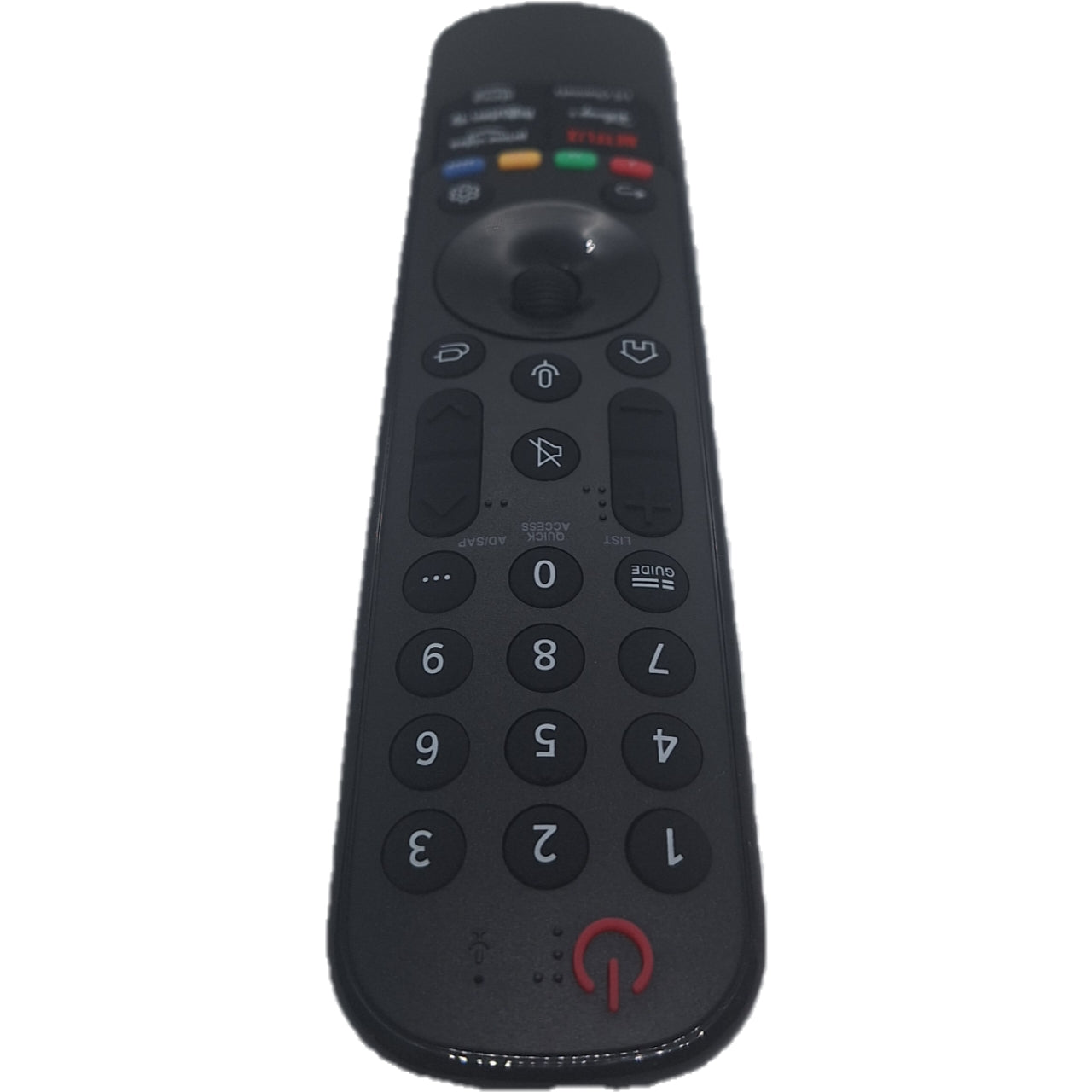 Vista superior de control remote para LG inteligente.