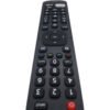 Vista superior del control remoto Hisense EN2B27, destacando su diseño práctico y distribución eficiente para un manejo intuitivo.