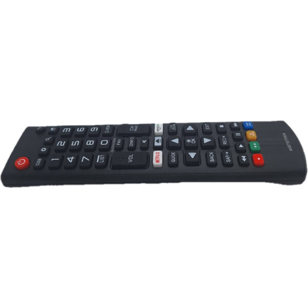 Vista lateral del mando LG AKB75375604, compatible con televisores LG Smart TV y no Smart TV.
