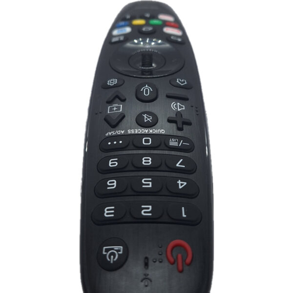 Vista superior de mando con comandos de voz y ratón para televisiones Smart TV.