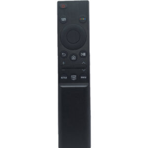 Mando BN59-01358B compatible con Samsung Smart TV visto desde el frente. Este control remoto incluye botones dedicados para acceder directamente a Netflix, Prime Video y el buscador web. Perfecto para un uso rápido y sin complicaciones.