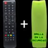 Mando para televisores Samsung junto a funda luminiscente verde.